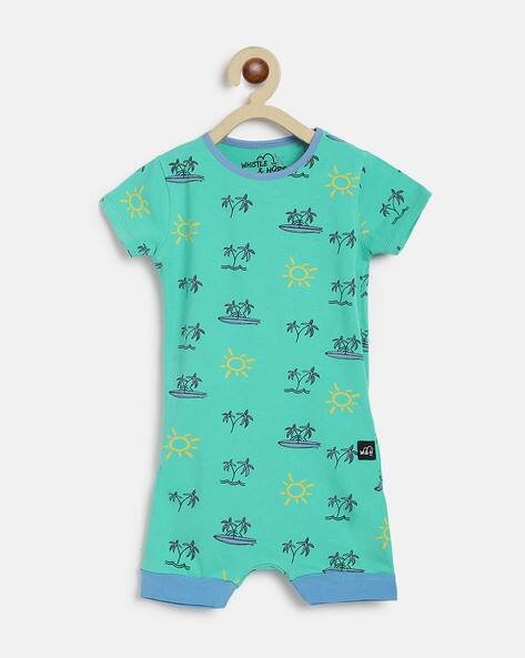 WHISTLE & HOPS Printed Rompers with Short Sleeves