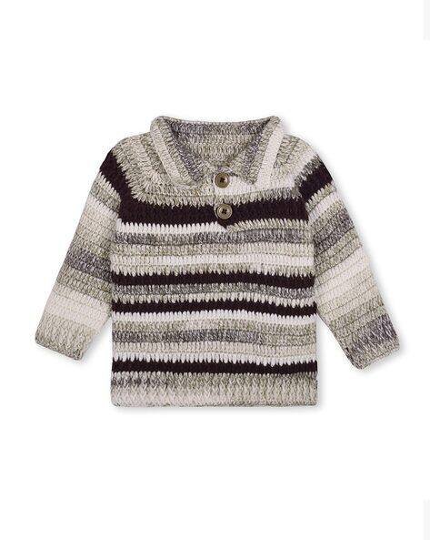 WINDROP SOLUTIONS Striped Sweater with Button Closure