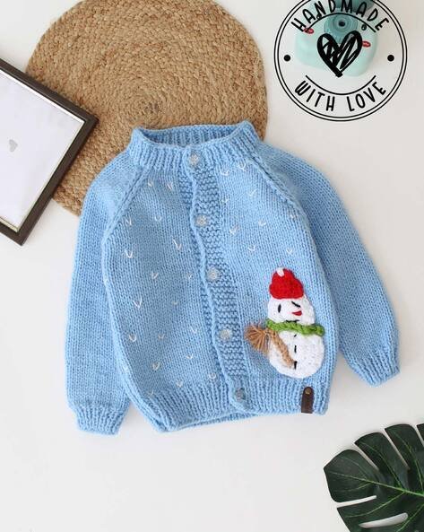 Woonie Button-Front Sweater with Applique
