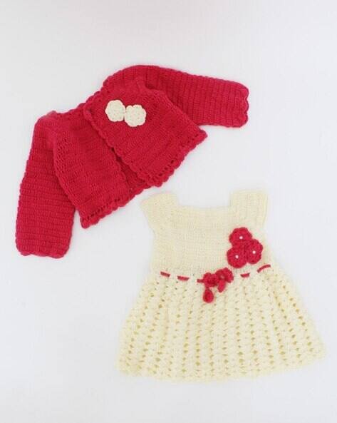 Woonie Knitted Drop Waist Frock with Shrug