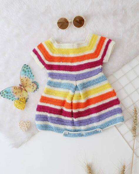 Woonie Striped Rompers with Short Sleeves