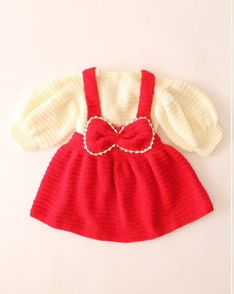 Woonie Knitted Drop Waist Choker-Neck Frock