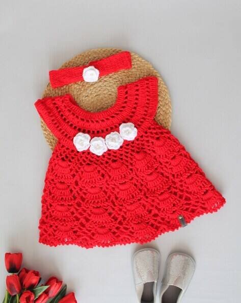 Woonie Knitted Drop Waist Round-Neck Frock