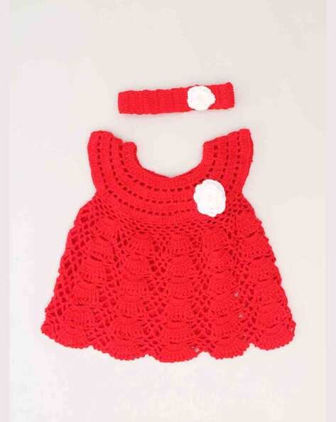 Woonie Knitted Round-Neck Dress with Hair Band