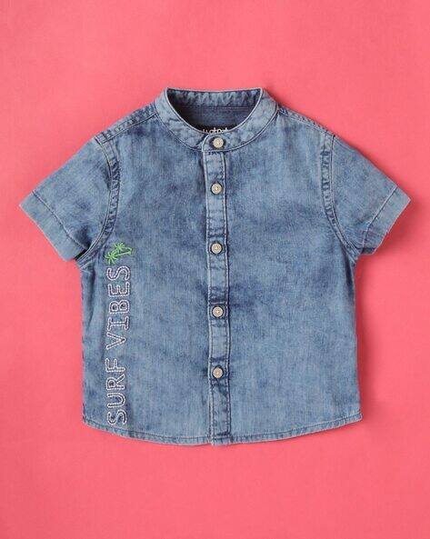 Wotnot Washed Shirt with Band Collar