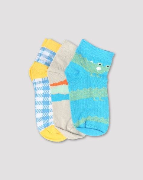 Wotnot by AZORTE Boys Pack of 3 Ankle-Length Socks