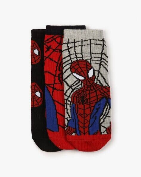 Wotnot by AZORTE Pack of 3 Spiderman Ankle-Length Socks