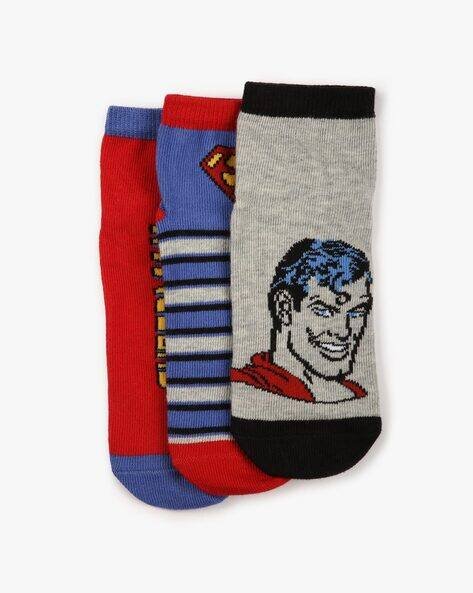 Wotnot by AZORTE Pack of 3 Superman Ankle-Length Socks