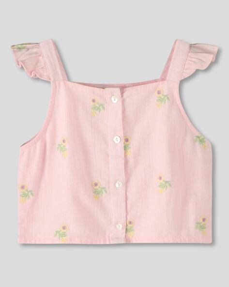 Wotnot by AZORTE Girls Embroidered Regular Fit Top