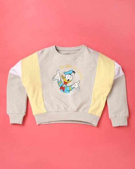 Wotnot by AZORTE Donald Duck Print Crew-Neck Sweatshirt