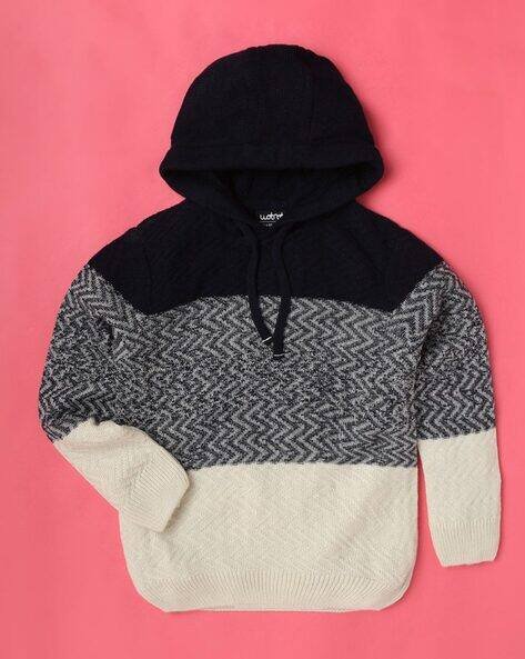 Wotnot by AZORTE Chevron-Knit Hooded Sweater