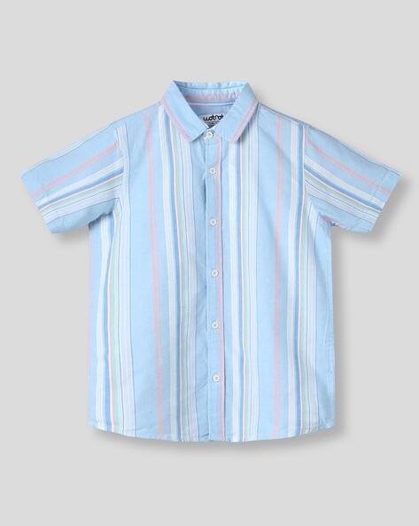 Wotnot by AZORTE Boys Yarn Dyed Oxford Striped Shirt
