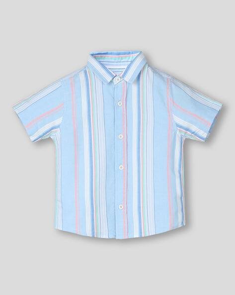 Wotnot by AZORTE Boys Yarn Dyed Striped Regular Fit Shirt