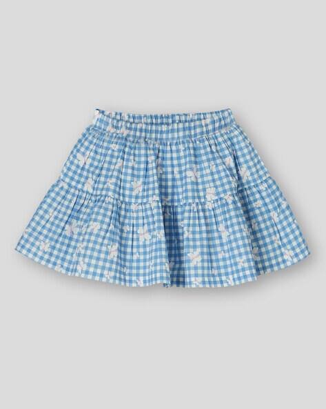 Wotnot by AZORTE Butterfly & Check Printed Skirt