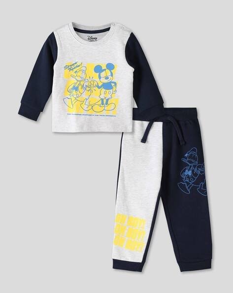 Wotnot by AZORTE Boys Mickey Mouse Print T-Shirt & Joggers Set