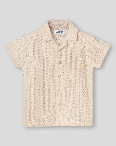Wotnot by AZORTE Dobby Textured Relaxed Fit Cotton Shirt