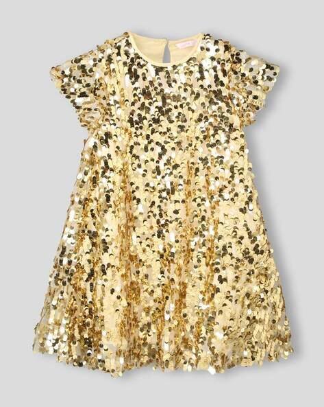 Wotnot by AZORTE Girls Sequined Embellished A-Line Dress