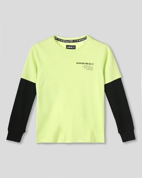 Wotnot by AZORTE Boys Colourblock Relaxed Fit Crew-Neck T-Shirt