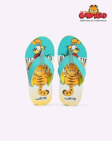 Wotnot by AZORTE Boys Garfield Print Thong-Strap Flip-Flops