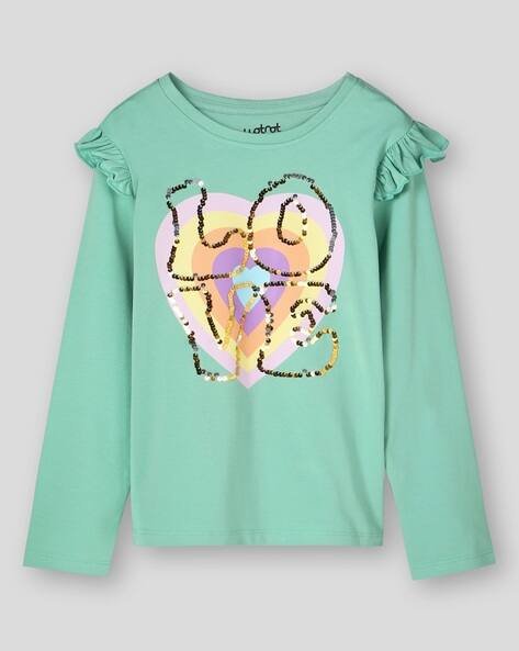 Wotnot by AZORTE Ruffle Sequins T-Shirt