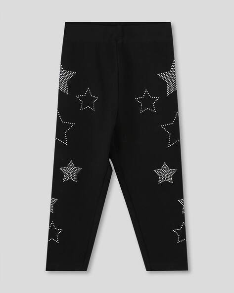 Wotnot by AZORTE Girls All-Over Stud Print Leggings with Elasticated Waist