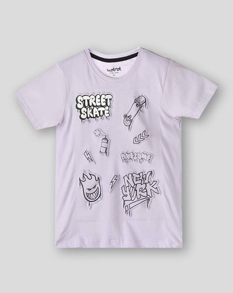 Wotnot by AZORTE Boys Graphic Embossed Relaxed Fit Crew-Neck T-Shirt