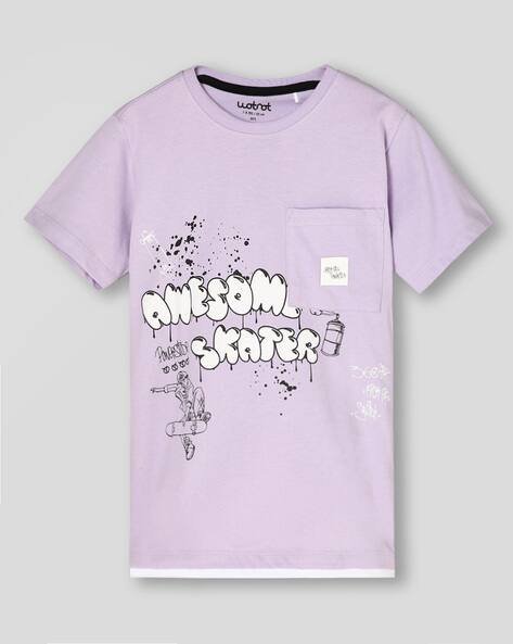 Wotnot by AZORTE Typographic Print Relaxed Fit Crew-Neck T-Shirt