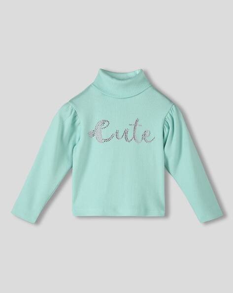 Wotnot by AZORTE Girls Ribbed High-Neck T-Shirt