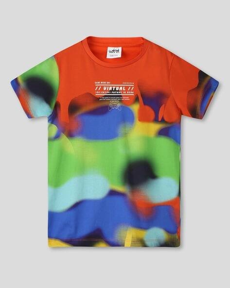 Wotnot by AZORTE Boys Printed Regular Fit Round-Neck T-Shirt