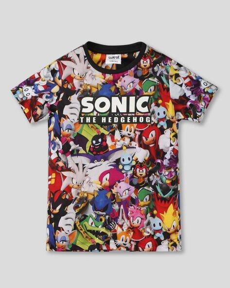 Wotnot by AZORTE Cartoon Sonic Digital Print Character T-Shirt