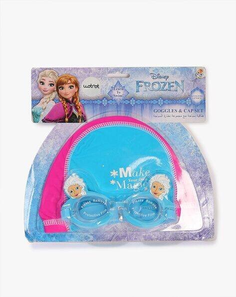 Wotnot by AZORTE Disney Frozen Print Swim Cap & Goggles Set