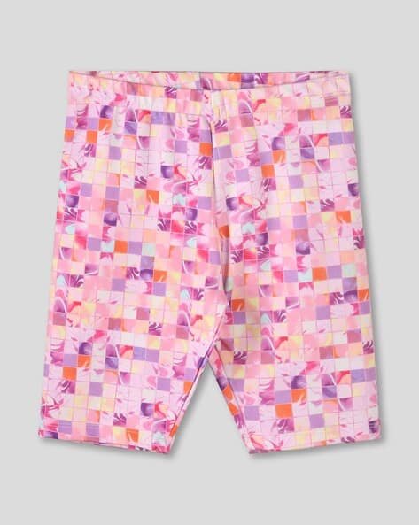 Wotnot by AZORTE Girls All-Over Print Regular Fit Cycling Shorts