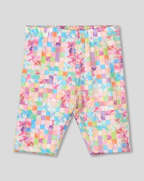 Wotnot by AZORTE Girls Checked Slim Fit Flat-Front Shorts