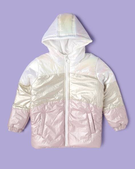 Wotnot by AZORTE Girls Colourblock Hooded Puffer Jacket