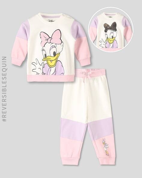 Wotnot by AZORTE Girls Minnie & Daisy Print T-Shirt & Joggers Set
