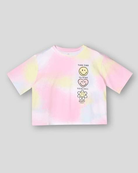 Wotnot by AZORTE Girls Printed Boxy Fit Round-Neck T-Shirt
