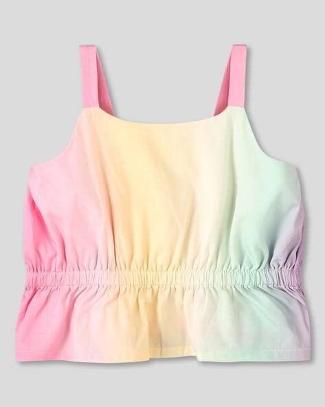 Wotnot by AZORTE Girls Rainbow Print Regular Fit Peplum Top