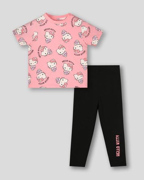 Wotnot by AZORTE Hello Kitty Print T-Shirt & Leggings Set