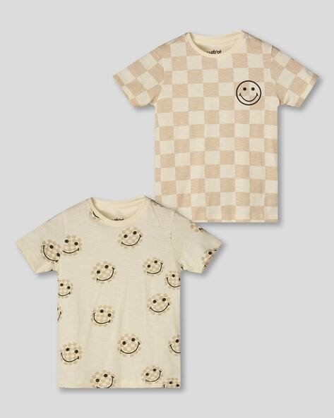 Wotnot by AZORTE Pack of 2 Printed Regular Fit Round-Neck T-Shirts