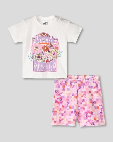 Wotnot by AZORTE Printed T-Shirt & Cycling Shorts