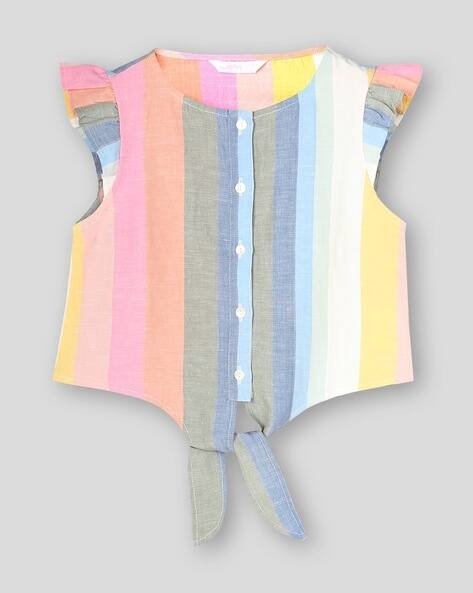 Wotnot by AZORTE Yarn Dye Striped Knot Top