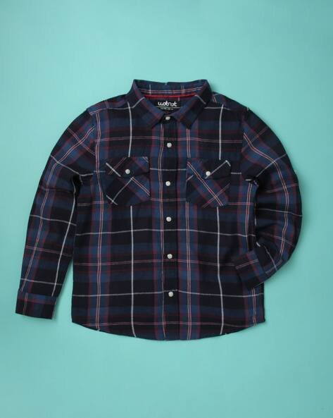 Wotnot by AZORTE Checked Shirt with Flap Pockets