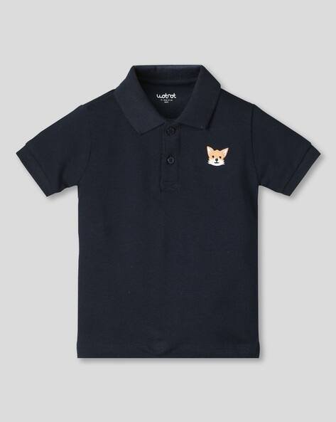 Wotnot by AZORTE Relaxed Fit Cotton Polo T-Shirt with Embroidery