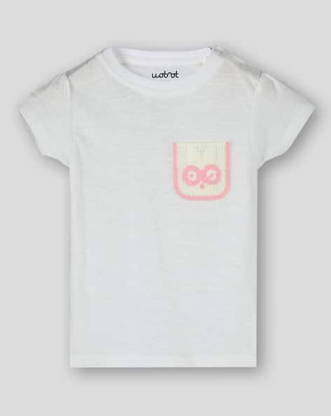 Wotnot by AZORTE Girls Round-Neck T-Shirt with Patch Pocket