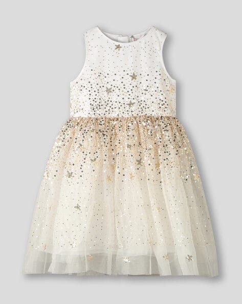 Wotnot by AZORTE Girls Sequined Embellished Fit & Flare Dress