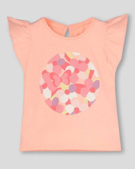 Wotnot by AZORTE Girls Floral Print Round-Neck T-Shirt