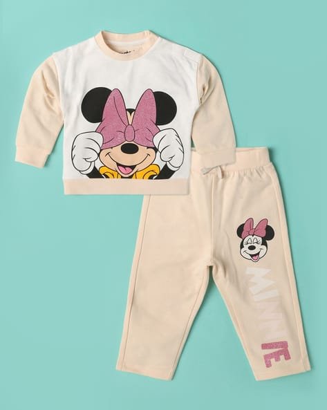 Wotnot by AZORTE Minnie Mouse Print Top & Pants Set