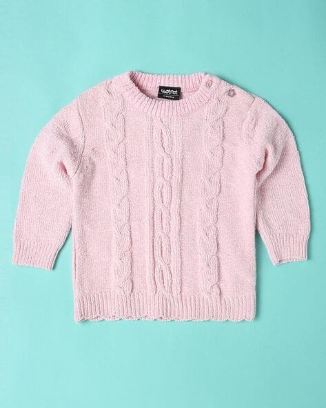 Wotnot by AZORTE Cable-Knit Round-Neck Sweater