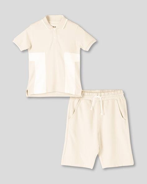 Wotnot by AZORTE Colourblock Cotton T-Shirt & Shorts Set