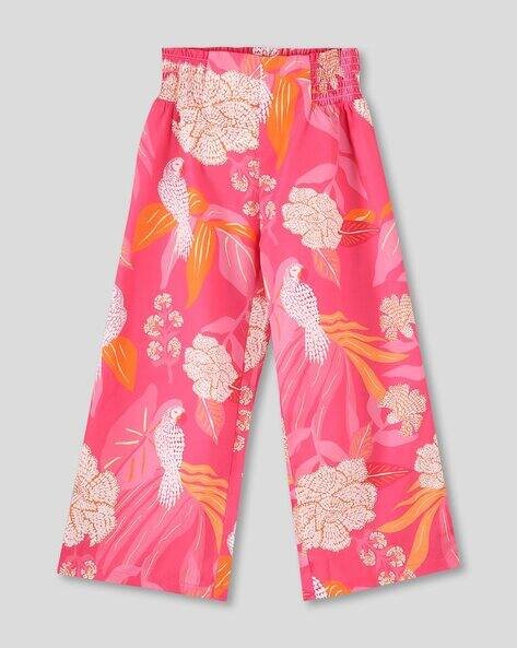 Wotnot by AZORTE Girls Tropical Print Straight Fit Pants